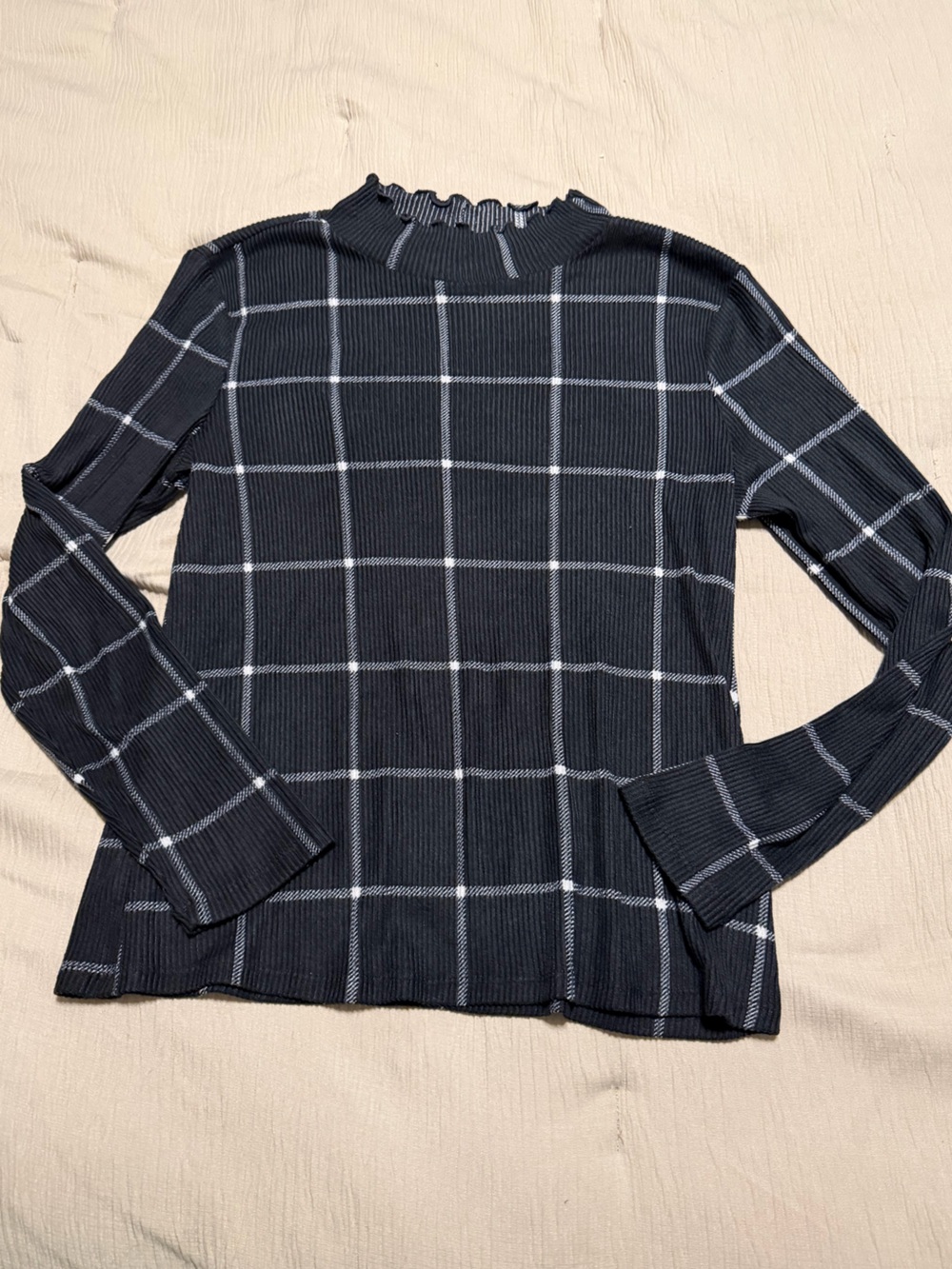 Maurices Black Windowpane Ribbed Sweater